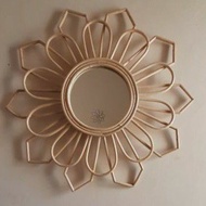60cm full rattan decorative mirror, 20cm mirror cermin panjang cermin dinding cermin asthetic