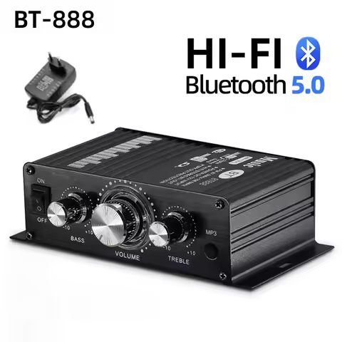 BT888 Bluetooth Power Amplifier 200W X2 2 Channels Mini Home Car Stereo Audio AMP