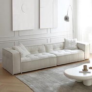 北歐設計師款布藝吐司沙發侘寂風奶油色別墅復古沙發客廳模塊沙發