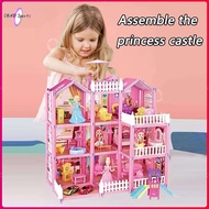 Barbi Doll House Kids Toys for Girls Story Villa DIY Birthday Gifts Assemblyfor Girls Toys