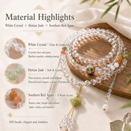 Natural Clear Quartz 108 beads、白水晶108顆手鏈、8mm crystal bracelet、Chinese style mala、多圈佛珠手鏈、流苏吊坠饰品