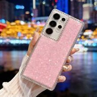 Bling Glitter Full Screen Phone Case, Rhinestone Framed, Precise Camera Cutout, Transparent Material