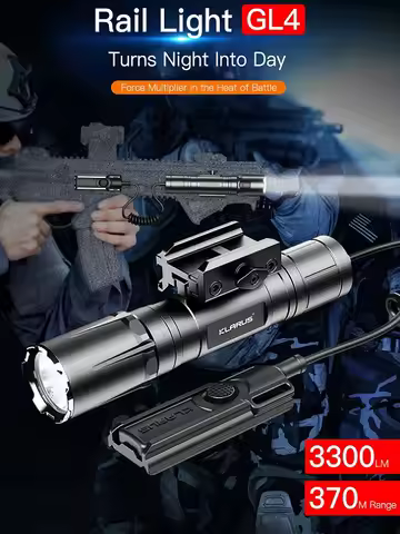 Klarus Rechargeable Tactical Flashlight 3300LM Weapon Light with Removable Slide Rail Mount and Remo