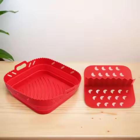 Air Fryer Silicone Liners Cooking Basket with Divider Plate Air Fryer Liners Replacement Reusable Ai