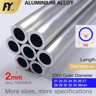 FUYI Aluminum tube 2mm wall thickness OD 21-64mm pipe 700mm 950mm long Aluminium Alloy pipe tubing 2