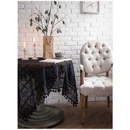 Vintage Coffee Lace Hollow out round Coffee Table Cloth Luxury Feel Cotton Linen Dining Table Cover 