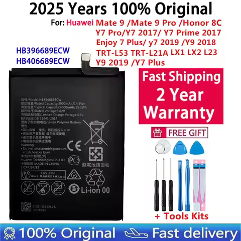 100% Orginal HB396689ECW 4000mAh Battery For Huawei Mate 9 / 9 Pro Y7 2017 Honor 8C Y9 2018 2019 Ver