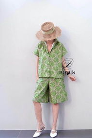 HTre1-A ชุดเซท เสื้อเชิ้ต กางเกงขา 3 ส่วนบาน ผ้าคอตตอนญี่ปุ่น ชุด Bonus by ananya ชุดเซทผ้าคอตอนญี่ป