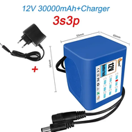 12V 50Ah 18650 Lithium Battery Pack 3S5P Rechargeable Battery with BMS 12.6v Charger for Fishing Bic