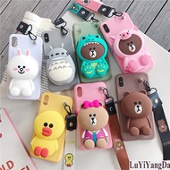 online Cute Cartoon Zipper Wallet Phone Case for Huawei Y5 Lite Y6 Y7 Pro Prime Y9 2019 2018 Soft Si