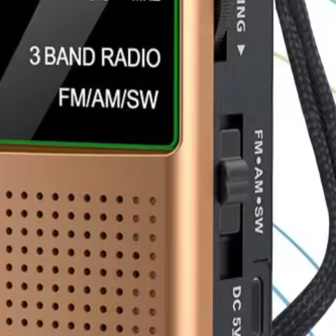 Pocket Mini Radio AM/FM/SW Portable Radio Batteries Rechargeable Supports Connect Wired Earphone Por