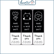30 stickers 3x9cm Thank you stickers to seal gift packaging boxes TE34 Thank you decals black and wh
