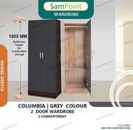 DIY REQUIRED &amp; EASY INSTAII / SamPoint_ Moden 2 Door Wardrobe / Beige + White Colour &amp; Columbia + Grey Colour &amp; Grey Color &amp; Natural Color / Almari Baju 2 Pintu Terkini / Almari Baju 2 Pintu Murah / Ready Stoc