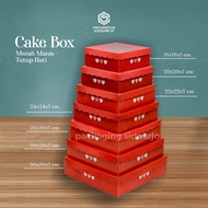 MERAH Sweet Red Box with Heart Lid Size 26X26X7.5/Cake Box Size 26X26X7.5 Mica/Cake Box Size. 26/ Ta