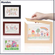 MUNDAN Photo Frame, Rotatable Wall Decoration Wooden Kids Art Frame, Creative Family Portraits Memor