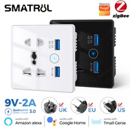 SMATRUL Tuya Zigbee Wall Smart Socket US EU UK Plug Tempered Glass Quick Fast Charger 3.0 Usb Chargi