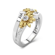 I ENOUGH Sunflower Ring I AM ENOUGH Ring Two-Color Diamond Daisy Female Ring Daisy Ring