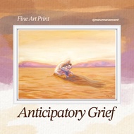 Anticipatory Grief Art Print, Giclee Home Wall Decoration Aesthetic Melancholy Pet Ghost Hand Painte