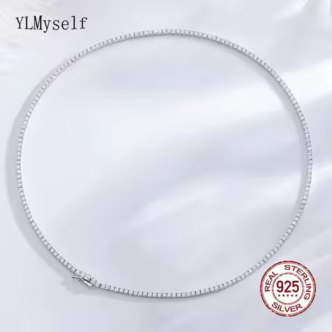 Pave Cubic Zircon Necklace Fine Jewelry Pave 2mm Cubic Zircon 41CM (16 Inch) Eternity Engagement Wed