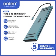 Onten Type C To 13 IN 1 Multi Feature Docking Station HDMI 4K VGA 2K PD USB 3.0 LAN RJ45 Support Mac