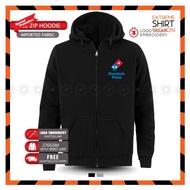 Zip Hoodie Sulam Domino's Pizza Fast Food Master Pizza Extra Large Pizza Baju Lelaki Cotton Embroide