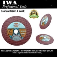 IWA mata gerinda / batu potong 4"x1.2x16mm ( besi / baja / stainles / aluminium / fiber ) jaminan as