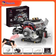K96212 664pcs F+1 Supercar Engine Building Blocks V8 Simulation DIY Model LED Light & APP Control Pr