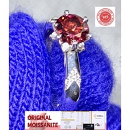 Original Moissanite Diamond White Ring - Red 1CT 6.5mm Genuine 925 Silver memo GRA