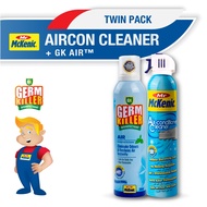 Mr McKenic®- Aircon Cleaner + GK Air™ [Twin Pack]  Hassle-free DIY air-con cleaning. Improves Cooling Efficiency of air-conditioners. Eliminates odours and freshens air instantly. Safe on air-con fins and coils. Trusted Brand made in Singapore.