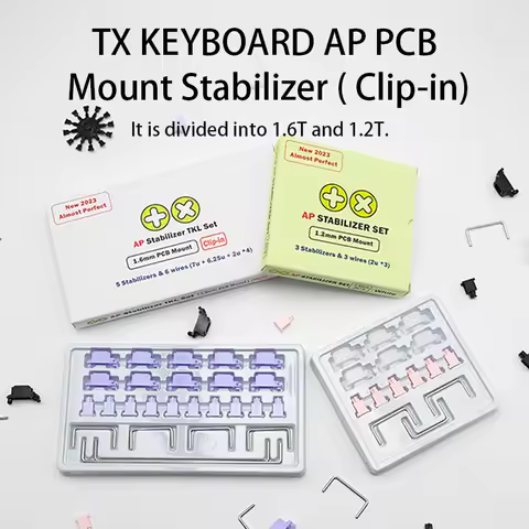 TX KEYBOARD AP 1.2 PCB Clip-in Stabilizers PCB Mount Clip in With Flat Straight Steel Wire 2u 6.25u