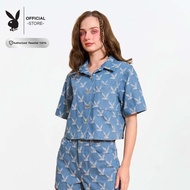 PLAYBOY PASSION SUMMER เสื้อยีนส์ปกเชิ๊ต รุ่น P1WT252SF009BL กางเกงยีนส์ขาสั้นซิปหน้า รุ่น P1WB252JS