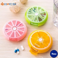 HS 7 Days 1 Week Round Rotatable Transparent Pill Box/ High Quality ABS Dampproof Dustproof Medicine