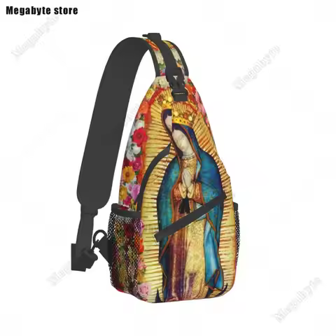 Mexican Virgin Mary Shoulder Bags Our Lady of Guadalupe Vintage Chest Bag Women Travel Sling Bag Wor