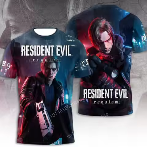 Resident Evil Requiam Leon 3D Printed T-Shirt Unisex Streetwear Short Sleeve Tee Casual Harajuku Y2K