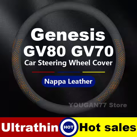 Leather Car Steering Wheel Cover For Genesis GV80 GV70 G80 2021-2025 Non-slip Auto Interior Genesis 