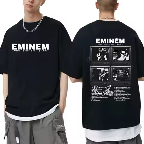 Rapper Eminem World Tour Graphic T Shirts Men's Women Hip Hop Trend T-shirt Summer Fashion Cotton Ov