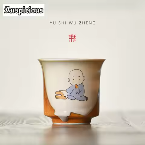 120ml The Little Monk Meditates Cultivates Coarse Teacup Antique Soda Galze Ceramic Master Mug Owner