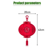 20cm Lampion Imlek Merah Kain Sutra Motif Fu Lampion Polos Dekorasi Imlek Tahun Baru China