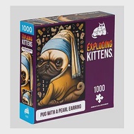 【GoKids】爆炸貓1000片拼圖: 戴珍珠耳環的巴哥犬 英文版 Exploding Kittens 1000 Piece Puzzle Pug With A Pear