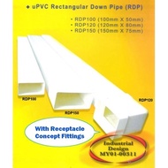 [SELL BY 5.8MTR LENGTH] UPVC RDP 100 / RDP 120 Rectangular Down Pipe Roof Rainwater Drainage Pipe Pa