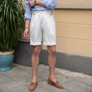 Mr. Lusan Homemade Men's Thin Summer Breathable Gorkha District High Waist Casual Shorts Italian Retro Yuppie Pants