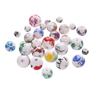 St.kunkka 6/8/10/12mm Ceramic Beads 10-20Pcs Chinese Style Mixed Printed Beads for DIY Beaded Bracel