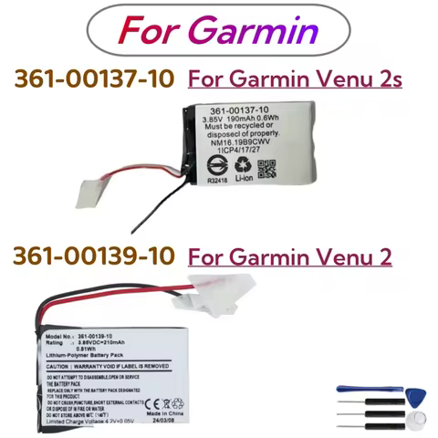 Replacement Battery 361-00137-10 For Garmin Venu 2s 361-00139-10 For Garmin Venu 2 225mAh With Free 
