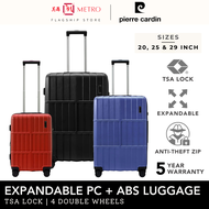 Pierre Cardin Expandable ABS+PC 4 Double Wheels Luggage | TSA Lock & Anti-Theft Zipper | 20, 25 & 29