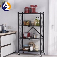∈❈⭐ AZ ⭐ 4 Layer Folding Kitchen Shelf With Wheels Floor 3 layer 5layer foldable