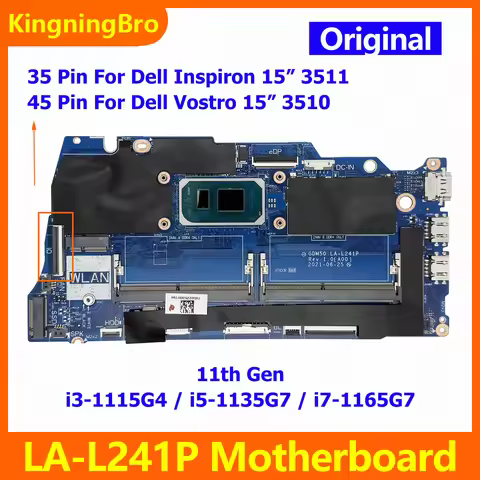 GDM50 LA-L241P Laptop Mainboard For Dell Inspiron 15 3511 Vostro 15 3510 Motherboard DDR4 11th Gen C