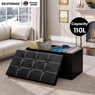 DR.STORAGE 110L Large Capacity Storage Bench Foldable Storage Stool Bench Multipurpose Storage Sofa