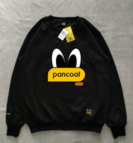 SWEATER CREWNECK PANCOAT BEBEK KUNING M L XL KATUN FLEECE TEBAL SABLON PREMIUM HITAM ABU