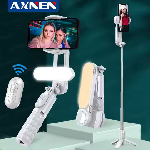 Q09 Selfie Stick Mini Tripod Handheld Stabilizer With Three-Color Fill Light 360°Rotating Aluminium 