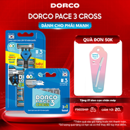 DORCO PACE 3 CROSS - Combo Dao Cạo Râu Hàn Quốc 3 Lưỡi - Gồm 1 Cán và 12 Đầu Cạo